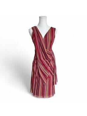 Y2K striped draped micromesh dress Sz. M